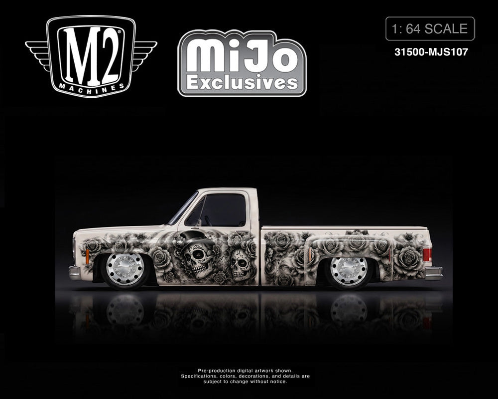 (PRE-ORDER 2026) M2 Machines 1:64 1978 Chevrolet Cheyenne Super 30 Dias De Los Muertos Pearl White 31500-MJS107