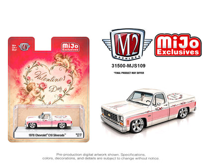 (PRE-ORDER 2027) M2 Machines 1:64 Chevrolet C10 Silverado Custom 1978 – Édition Saint-Valentin – Exclusivité MiJo 31500-MJS109