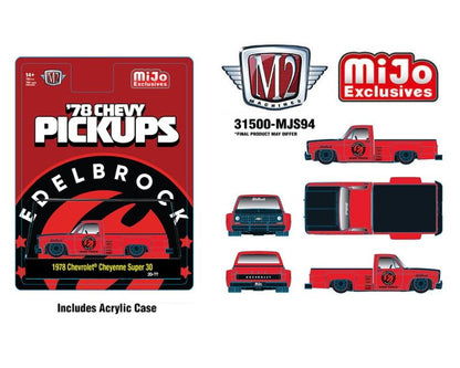 M2 Machines - 1978 Chevrolet Cheyenne Super 30 Custom EDELBROCK – Red – (31500-MJS94)