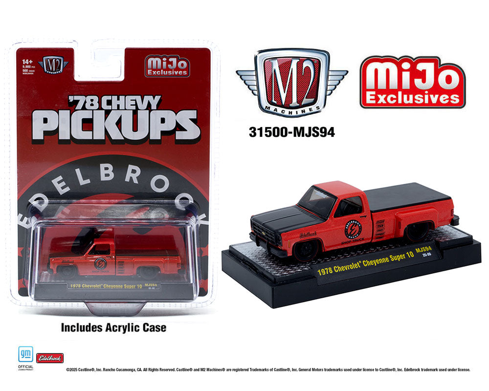 M2 Machines - 1978 Chevrolet Cheyenne Super 30 Custom EDELBROCK – Red – (31500-MJS94)