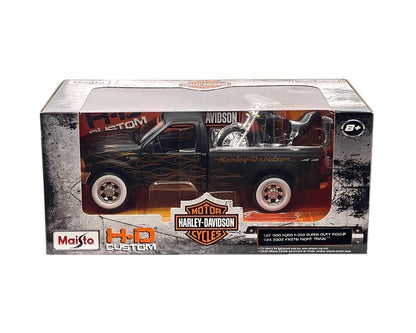 Maisto 1:24 1999 Ford F-350 with Harley-Davidson FXSTB Night Train – H-D Custom – 32181BK