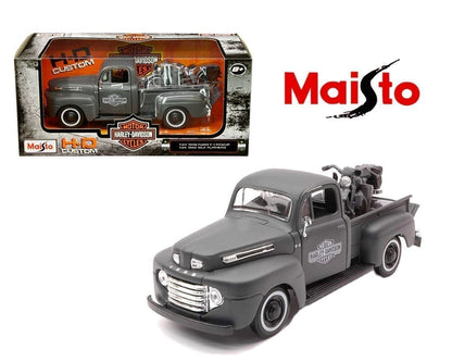 Maisto 1:24 Ford F1 Truck 1948 avec Flathead – Gris – Harley-Davidson – 32185GRY