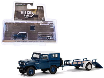 1961 Nissian Patrol Hard Top with Utility Trailer in Blue and White