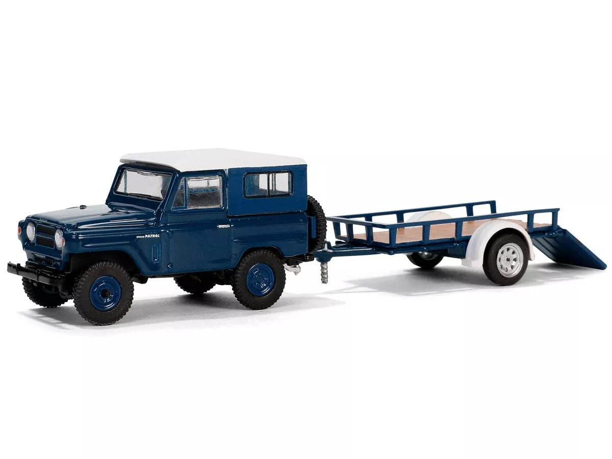 1961 Nissian Patrol Hard Top with Utility Trailer in Blue and White