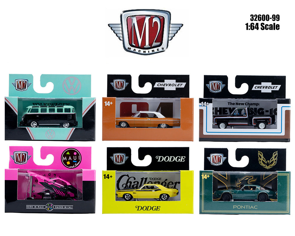 (PRE-ORDER 2026/2027) M2 Machines 1:64 Detroit-Muscle Release 99 – Set of 6 Vehicles – 32600-99