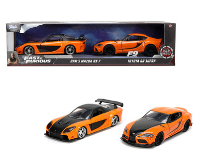Jada 1:32 Han’s Mazda RX-7 &amp; Toyota GR Supra – Orange – Fast &amp; Furious Twin Pack – JD32910