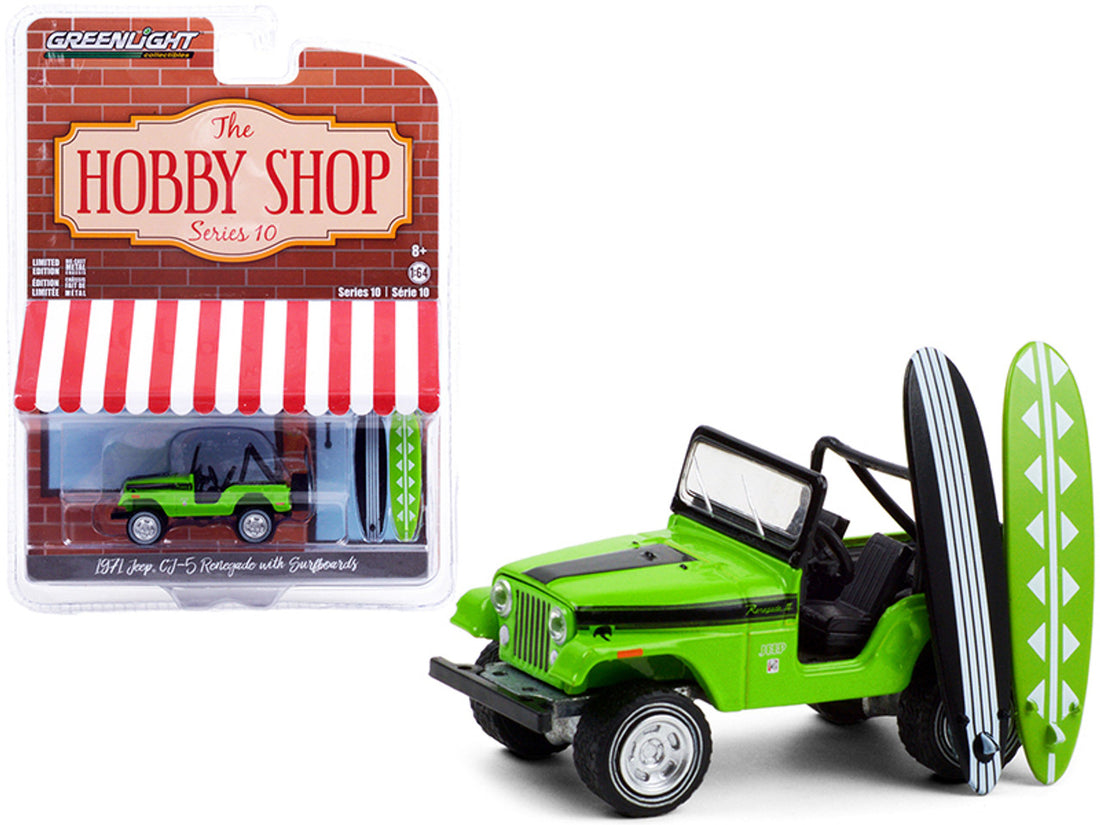 1971 Jeep CJ-5 Renegade Big Bad Green with Two Surfboards, The Hobby Shop Series 10