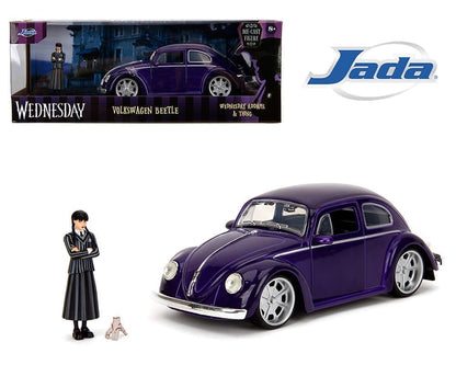 Volkswagen Beetle with Wednesday Addams and Thing Figures