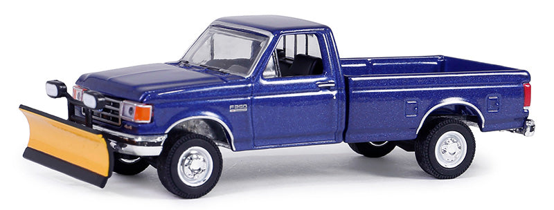 1991 Ford F-250 XL 4X4 Pickup with Snow Plow in Deep Shadow Blue Metallic