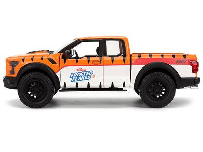 2017 Ford F-150 Raptor Pickup Truck &quot;Frosted Flakes&quot; Orange with Graphics and Tony the Tiger Diecast Figure