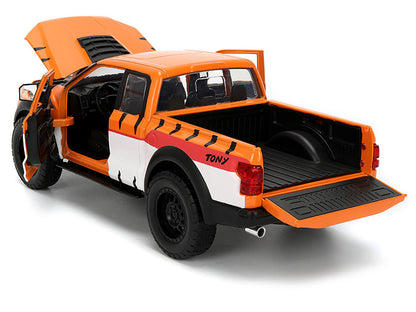 2017 Ford F-150 Raptor Pickup Truck &quot;Frosted Flakes&quot; Orange with Graphics and Tony the Tiger Diecast Figure