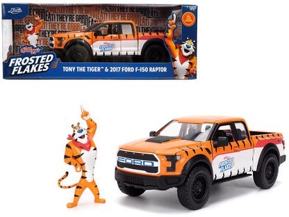 2017 Ford F-150 Raptor Pickup Truck &quot;Frosted Flakes&quot; Orange with Graphics and Tony the Tiger Diecast Figure