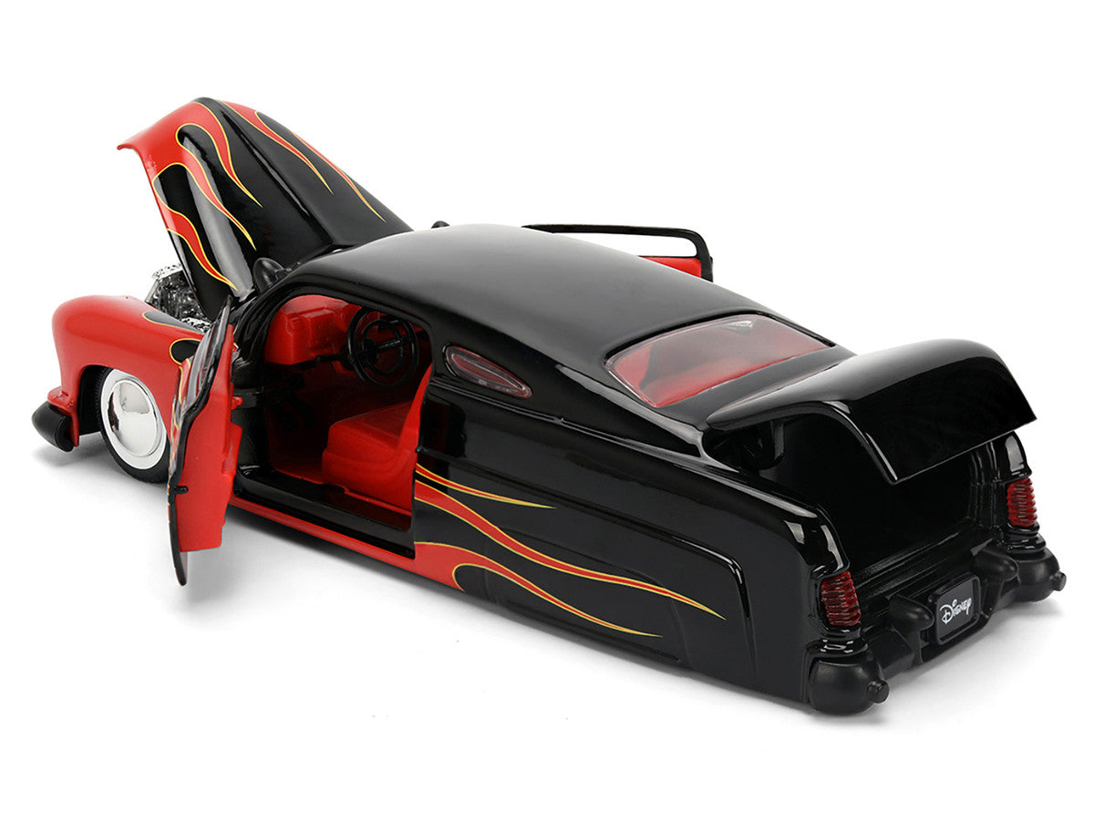 1951 Mercury Coupe Black with Flame Graphics and Red Interior and Mickey Mouse Diecast Figure "Disney&