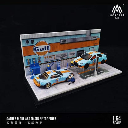 MoreArt Diorama 1:64- Gulf -Automobile Repair Workshop Garage (MO641056)