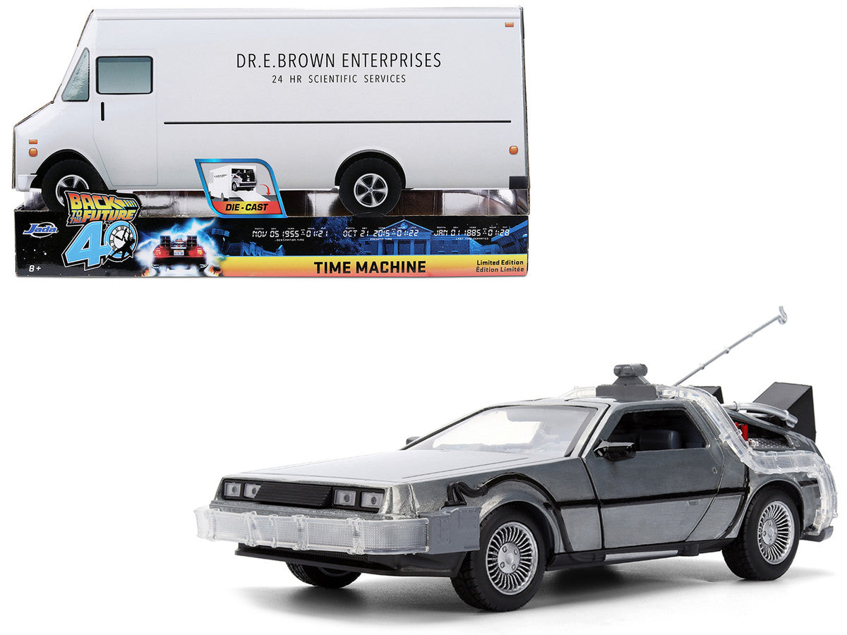 DeLorean Brushed Metal Time Machine "Back to the Future" (1985) "40th Anniversary"