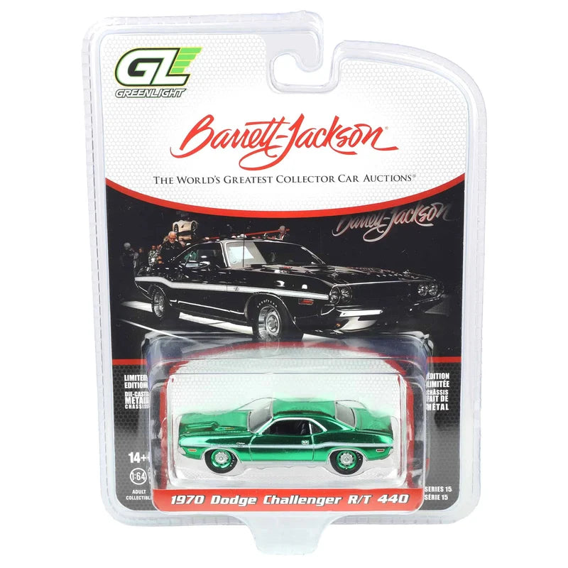 CHASE CAR GreenLight 1:64 Dodge Challenger R/T 440 1970 – Barrett-Jackson Series 15 – Chrome vert – GL37320-D-CHASE