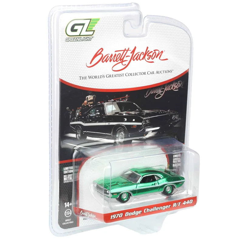 CHASE CAR GreenLight 1:64 Dodge Challenger R/T 440 1970 – Barrett-Jackson Series 15 – Chrome vert – GL37320-D-CHASE