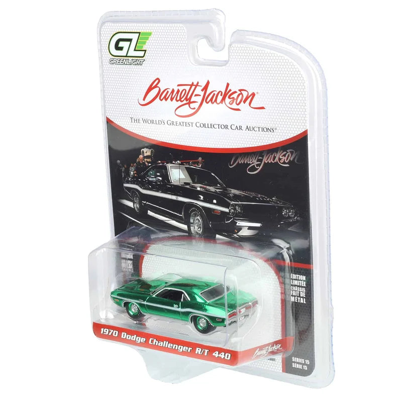 CHASE CAR GreenLight 1:64 Dodge Challenger R/T 440 1970 – Barrett-Jackson Series 15 – Chrome vert – GL37320-D-CHASE