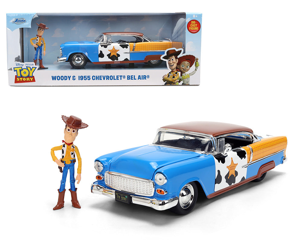 Toy Story Woody and 1955 Chevrolet Bel Air - Jada 1:24 Disney Pixar Hollywood Rides - 37430