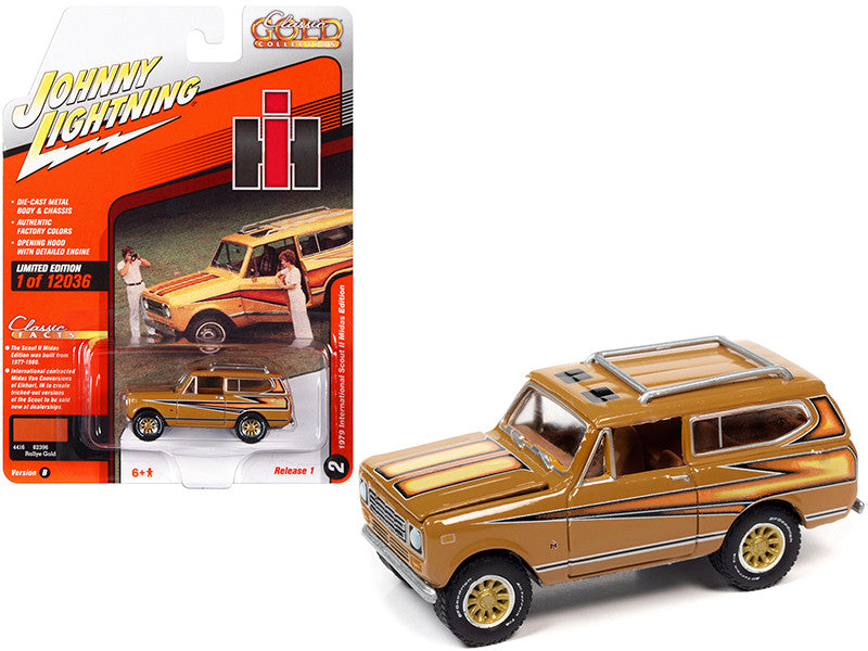 Johnny Lightning Classic Gold 1979 International Scout II Midas Edition – Rallye Gold avec graphiques – JLCG028-1B-B