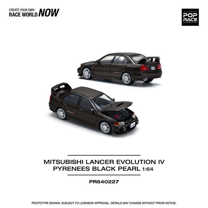 POPRACE 1:64-MITSUBISHI LANCER EVOLUTION IV - PYRENEES BLACK PEARL PR640227