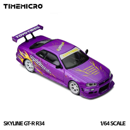 Nissan Skyline GT-R R34 “Drifting Flames” Purple TimeMicro 1:64 TM800506