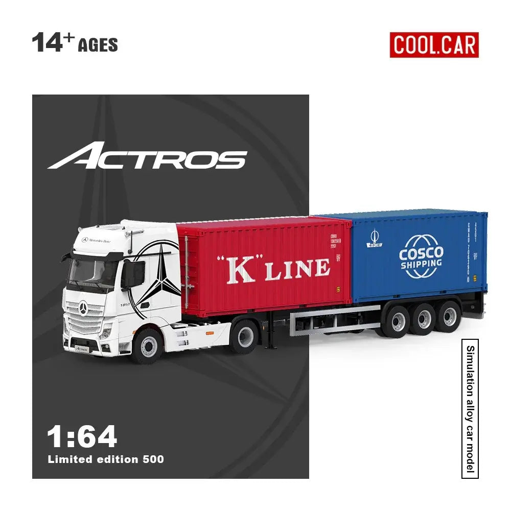 Mercedes-Benz Actros Camion Porte-Conteneur K-Line et COSCO 1:64 – Cool Car CC646738