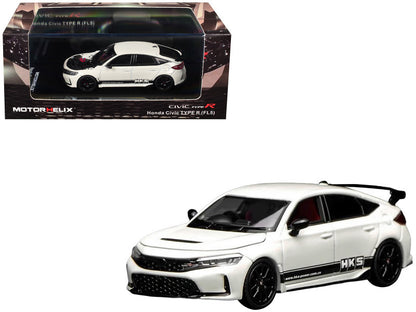 Motorhelix 1:64 Honda Civic Type R FL5 RHD HKS Blanc avec bandes noires (M65319)