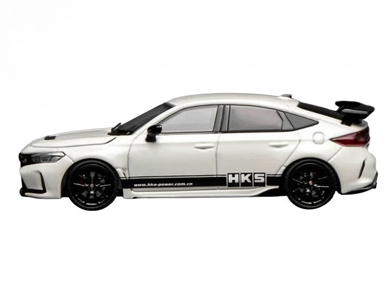 Motorhelix 1:64 Honda Civic Type R FL5 RHD HKS Blanc avec bandes noires (M65319)