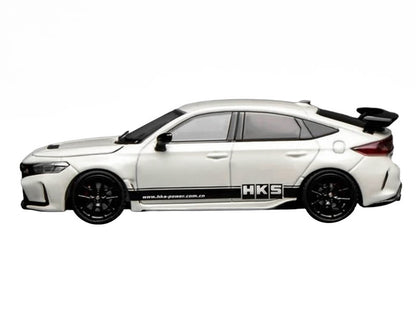 Motorhelix 1:64 Honda Civic Type R FL5 RHD HKS Blanc avec bandes noires (M65319)