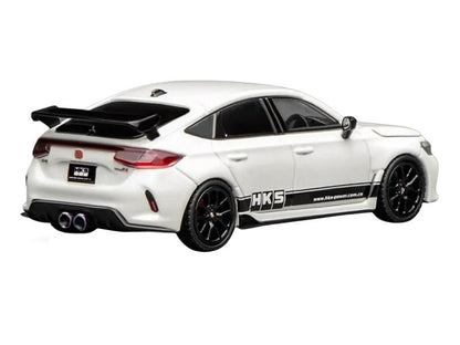Motorhelix 1:64 Honda Civic Type R FL5 RHD HKS Blanc avec bandes noires (M65319)