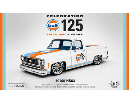(PRE-ORDER 2027) M2 Machines 1:24 1973 Chevrolet Custom Deluxe 10 CELEBRATING 125 YEARS GULF – Hobby Exclusives 40100-HS03