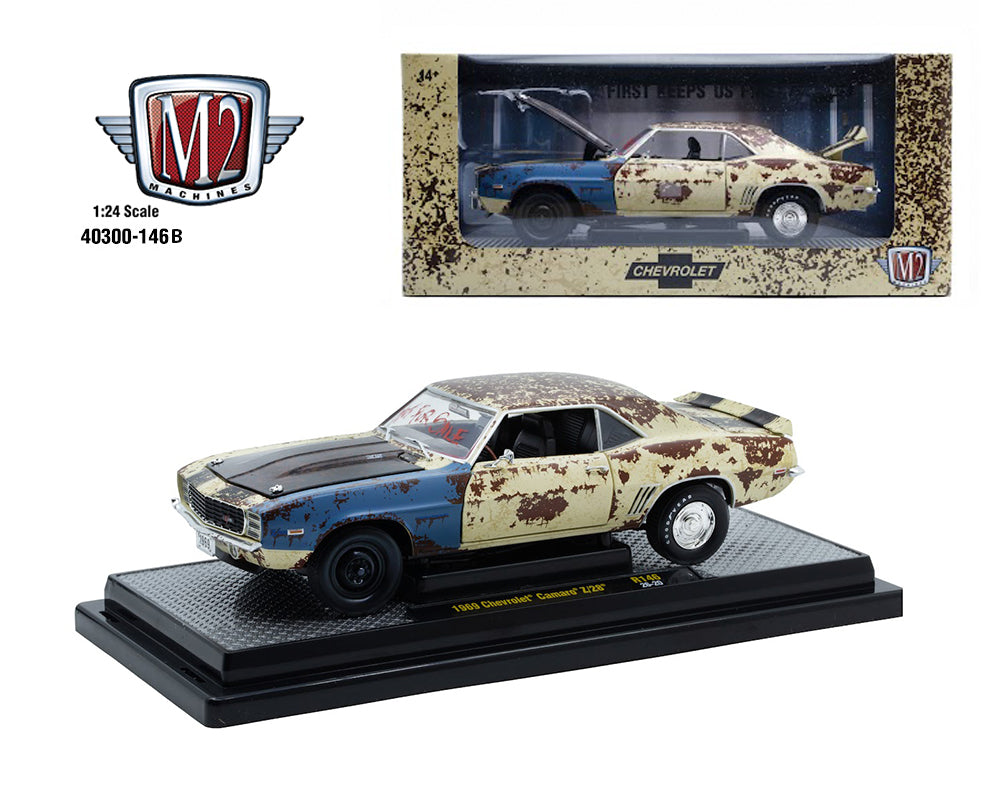 (PRE-ORDER 2026/2027) M2 Machines 1:24 1969 Chevrolet Camaro Z/28 – Weathered – Release 146B – 40300-146B
