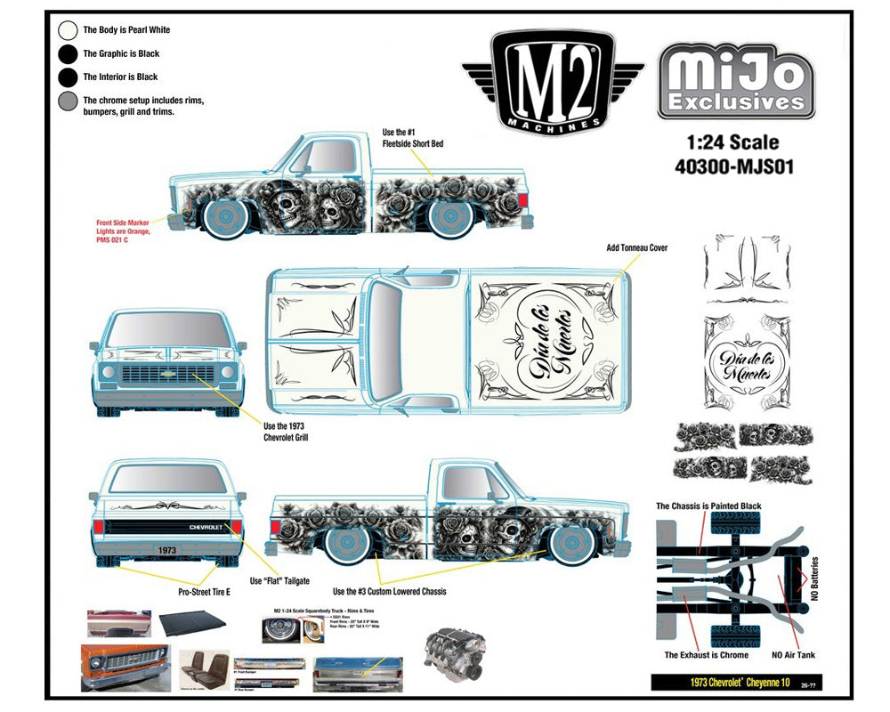 (PRE-ORDER 2026) M2 Machines 1:24 Chevrolet C10 Squarebody Custom 1978 Dia De Los Muertos 40300-MJS02