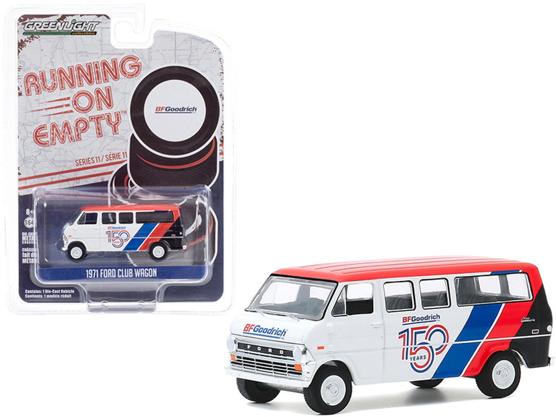 1971 Ford Club Wagon Bus White and Red with Stripes "BFGoodrich 150th Anniversary"