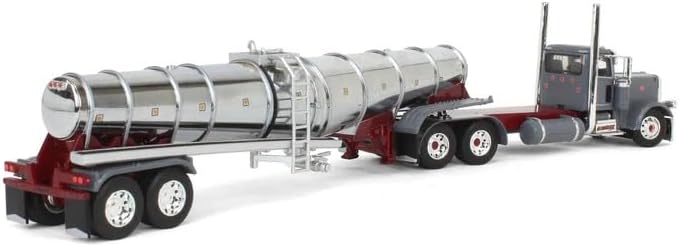 Day Cab and Polar Deep Drop Tank Trailer North Coast Wine Gray, DCP by First Gear-1/64