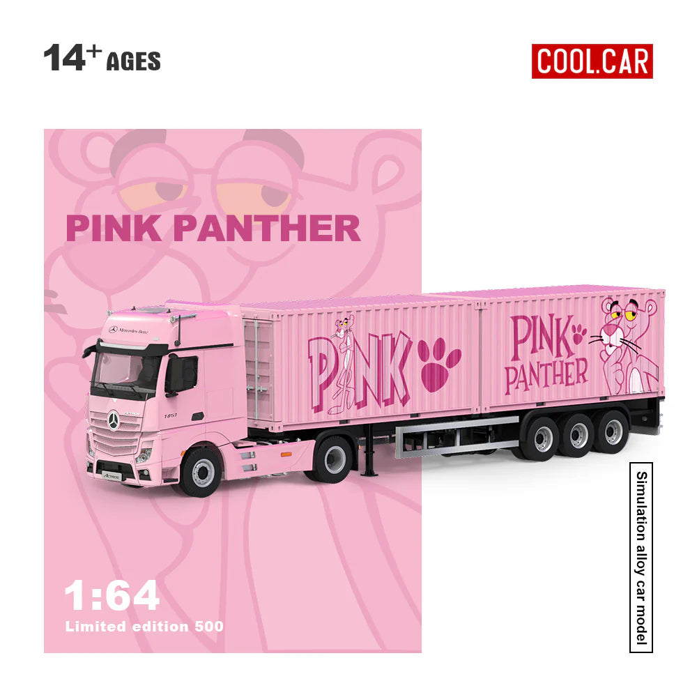 CoolCar 1/64 - Mercedes-Benz Actros Container Truck- PINK PANTHER CC646734