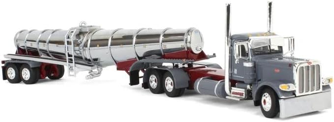 Day Cab and Polar Deep Drop Tank Trailer North Coast Wine Gray, DCP by First Gear-1/64