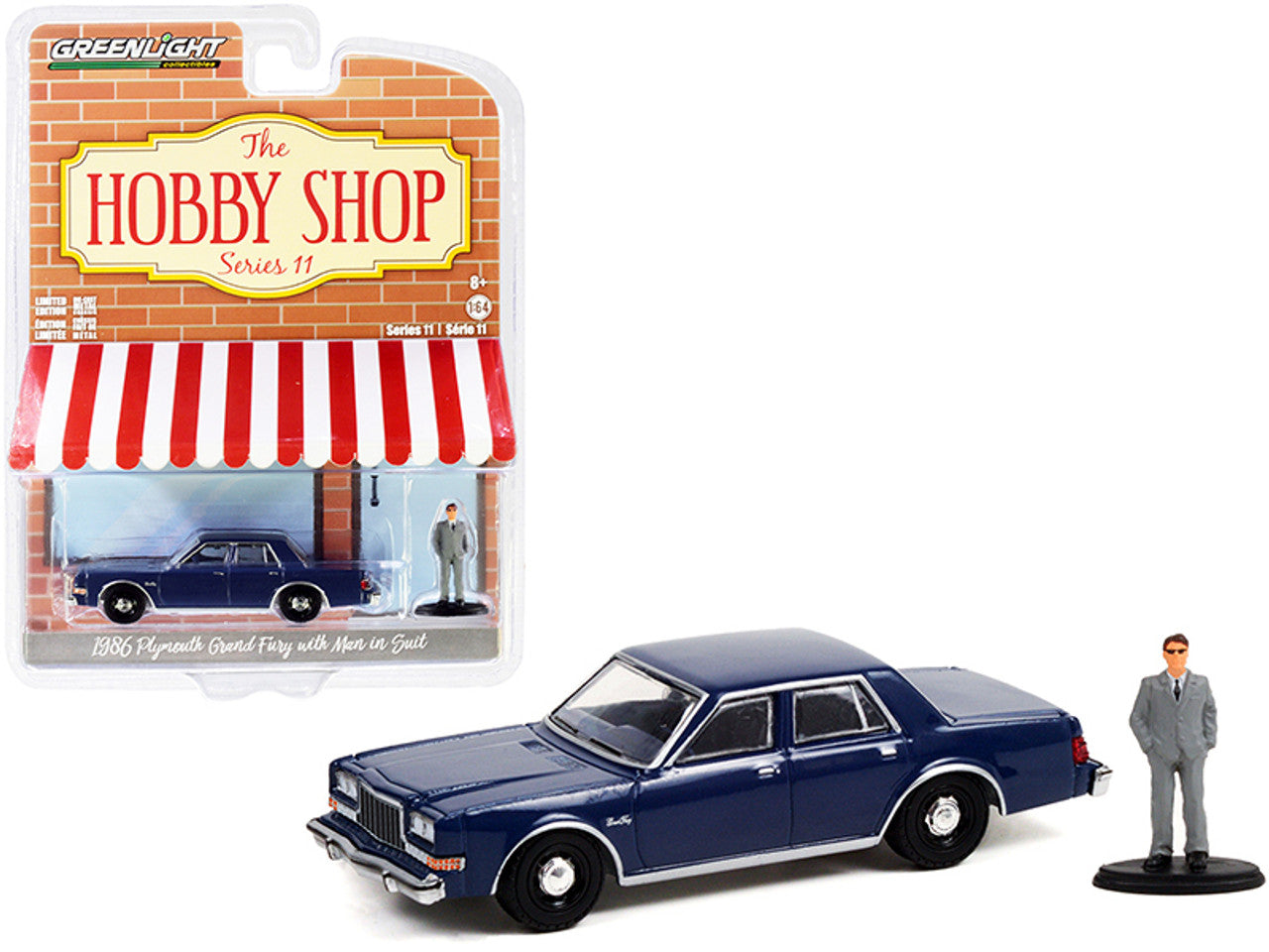 1986 Plymouth Grand Fury Unmarked Police Car with Man in Suit Figurine , The Hobby Shop Series 11