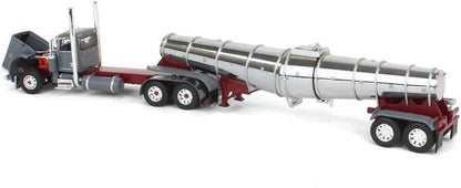 Day Cab and Polar Deep Drop Tank Trailer North Coast Wine Gray, DCP by First Gear-1/64