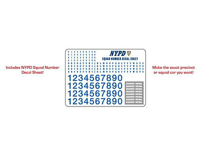 2011 Ford Crown Victoria Police New York Police Department (NYPD) with NYPD Squad Number Decal Sheet Hobby GL42771