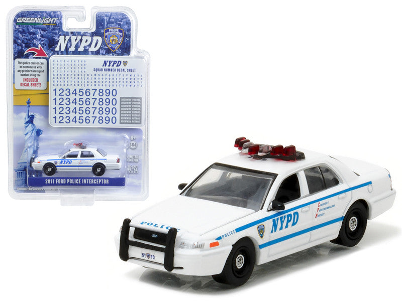 2011 Ford Crown Victoria Police New York Police Department (NYPD) with NYPD Squad Number Decal Sheet Hobby GL42771