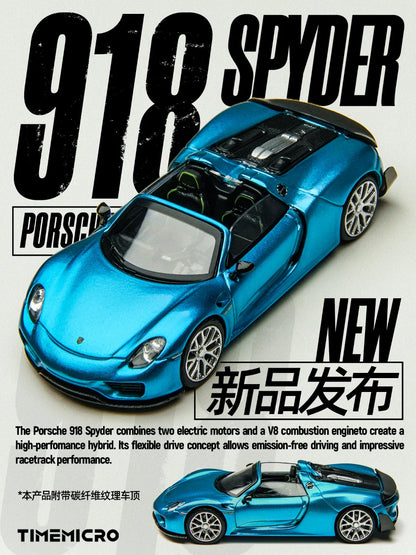 TimeMicro 1:64- Porsche 918 Spyder - Blue TM643530