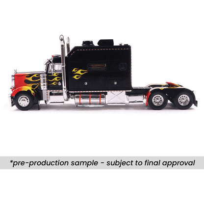 2002 Peterbilt 379 Custom - Black w/ Flames (1:43)