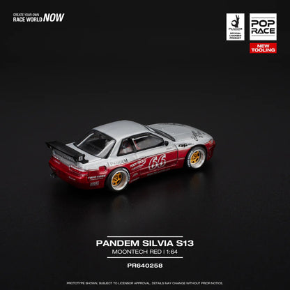 POPRACE 1/64, PANDEM SILVIA S13 - MOONTECH RED le dernier. Last one open box