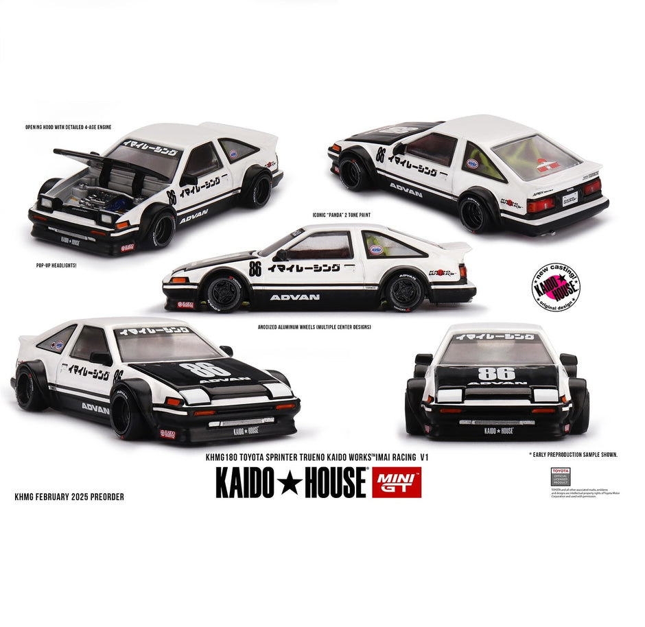 (Limit 1 per customer- 1 per customer ) Kaido House x Mini GT - Toyota AE86 Sprinter Trueno Kaido Street V1 - White  (KHMG180)