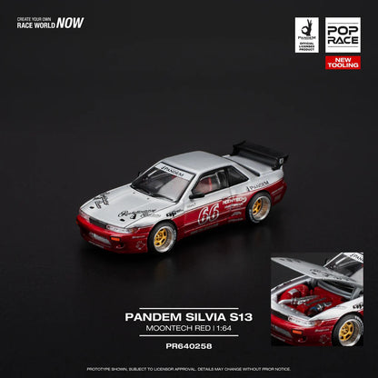 POPRACE 1/64, PANDEM SILVIA S13 - MOONTECH RED le dernier. Last one open box