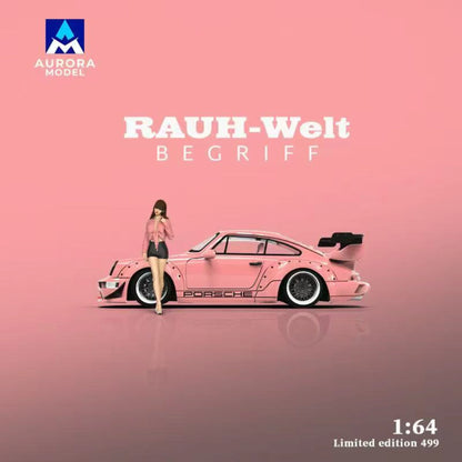 AURORA MODEL 1/64- Porsche RWB964 Pink w/Figurine AM640880-1