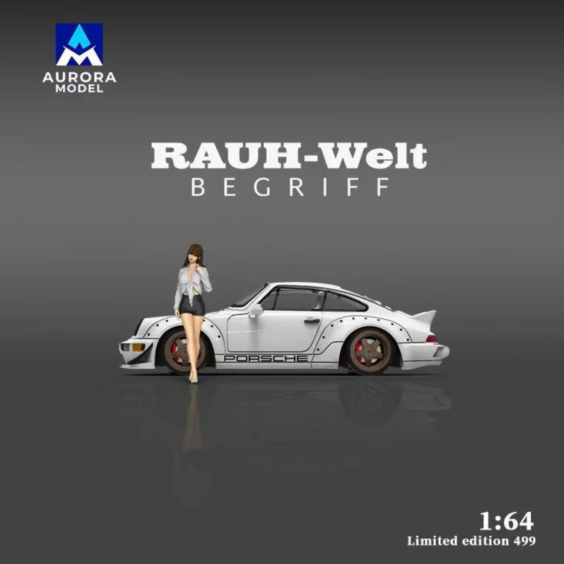 AURORA MODEL 1/64- Porsche RWB964 White w/Figurine AM640882-1