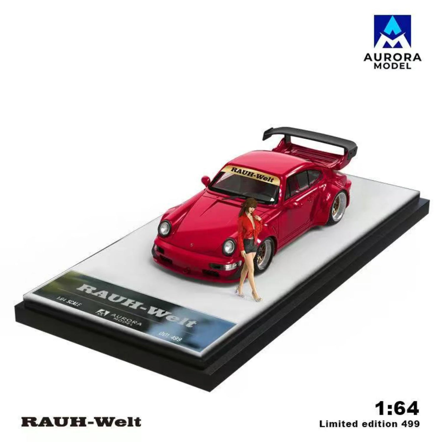 AURORA MODEL 1/64- Porsche RWB964 Red w/Figurine AM640881-1